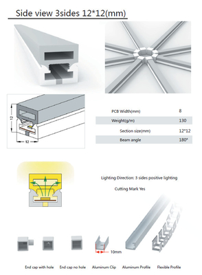 LED 스트립 구부릴 수 있는 12 밀리미터 Ｘ 12 밀리미터 차원을 위한 탄력적 살리콘 튜빙