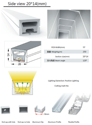 옥외 IP68 LED 빛 실리콘 관 LED 지구 방수 20×14mm