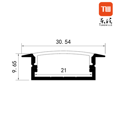 선형 가벼운 표면에 의하여 거치되는 지도된 알루미늄 단면도 U 모양 23x10mm