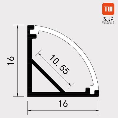 LED 스트립에 쓸 검은 코너 LED 프로필 16MM Ｘ 16MM 알루니늄 합금 소재