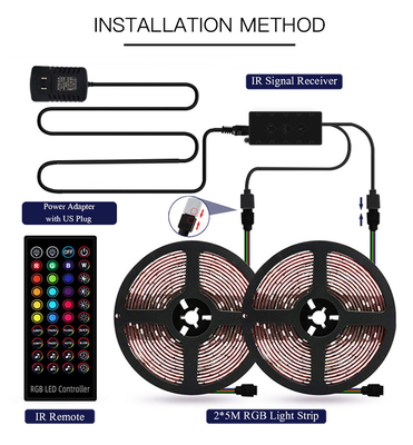 블루투스 현명한 스트립 LED 라이트는 5050 RGB 음악 음량 조정을 했습니다
