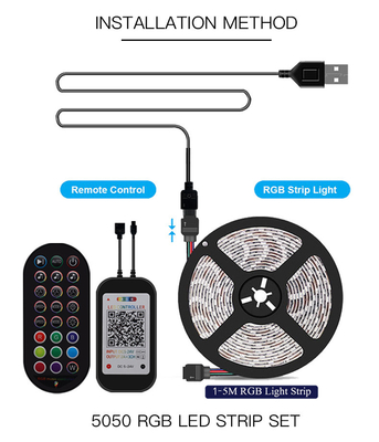 USB 5V 현명한 주도하는 스트립은 텔레비전 배경 CE 증명서를 위한 5050 RGB 컬러를 밝힙니다